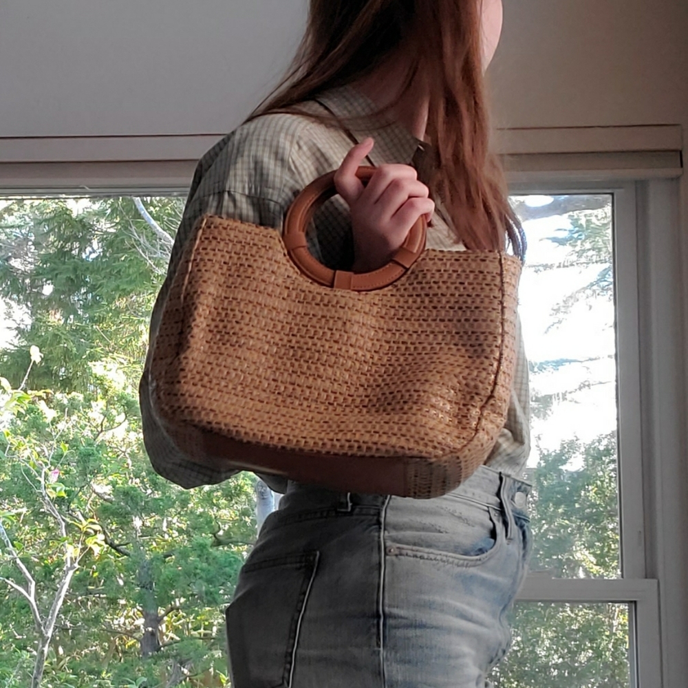 Fossil Woven & Leather Bag
